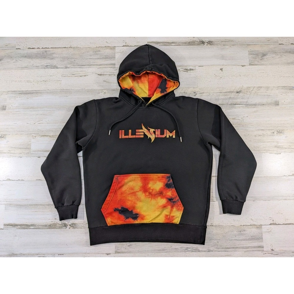 Illenium Hoodie Mens Large Flames Rave EDM Pullover Black Multicolor